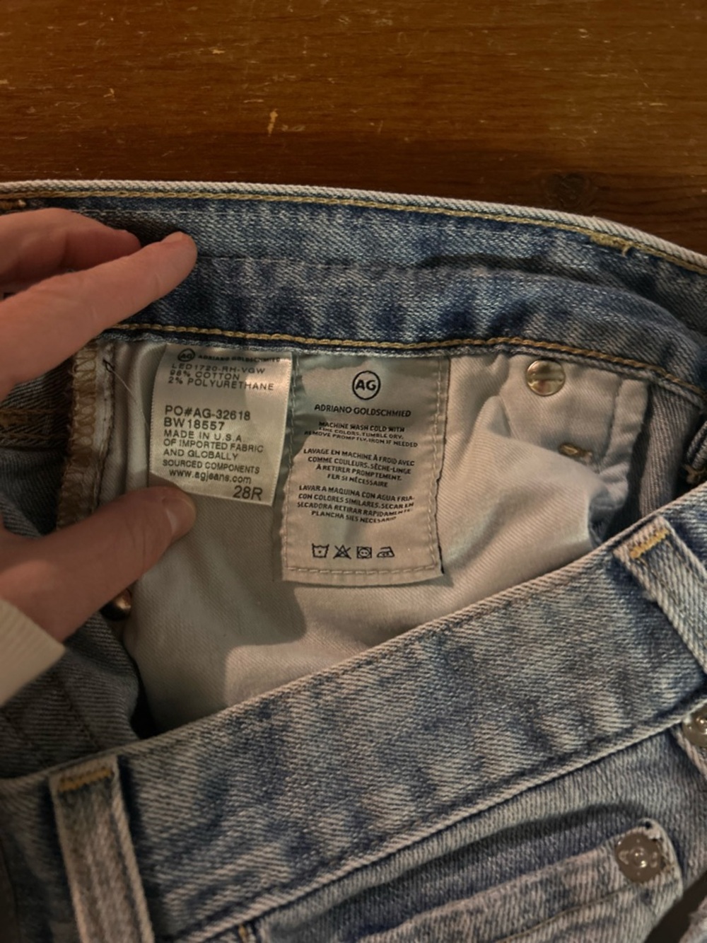 Ag Adriano Goldschmied Light Blue Distressed “The Nolan Ankle” Straight Jeans - Picture 7 of 7